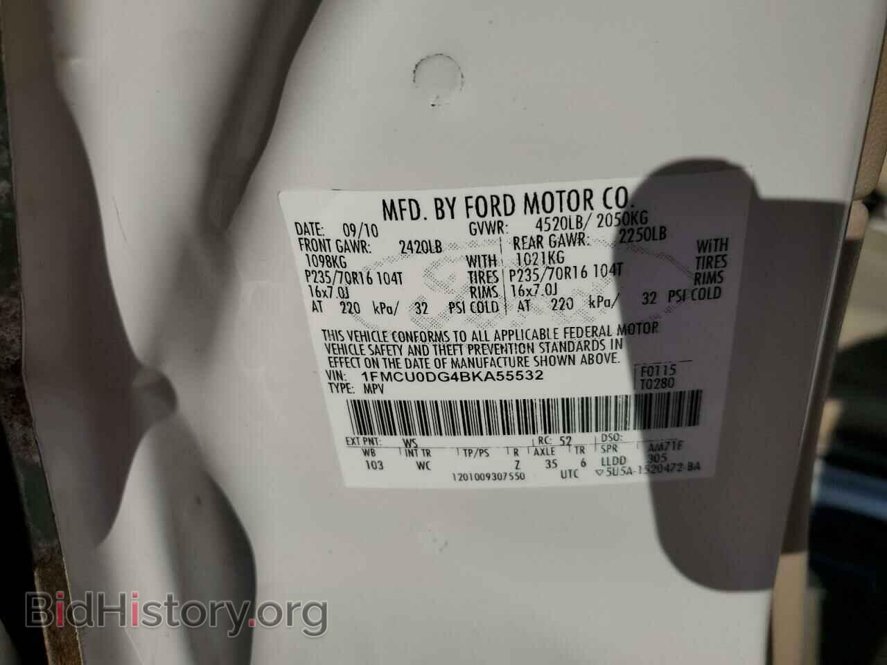 2011 FORD ESCAPE - VIN: 1FMCU0DG4BKA55532 - Фото 10