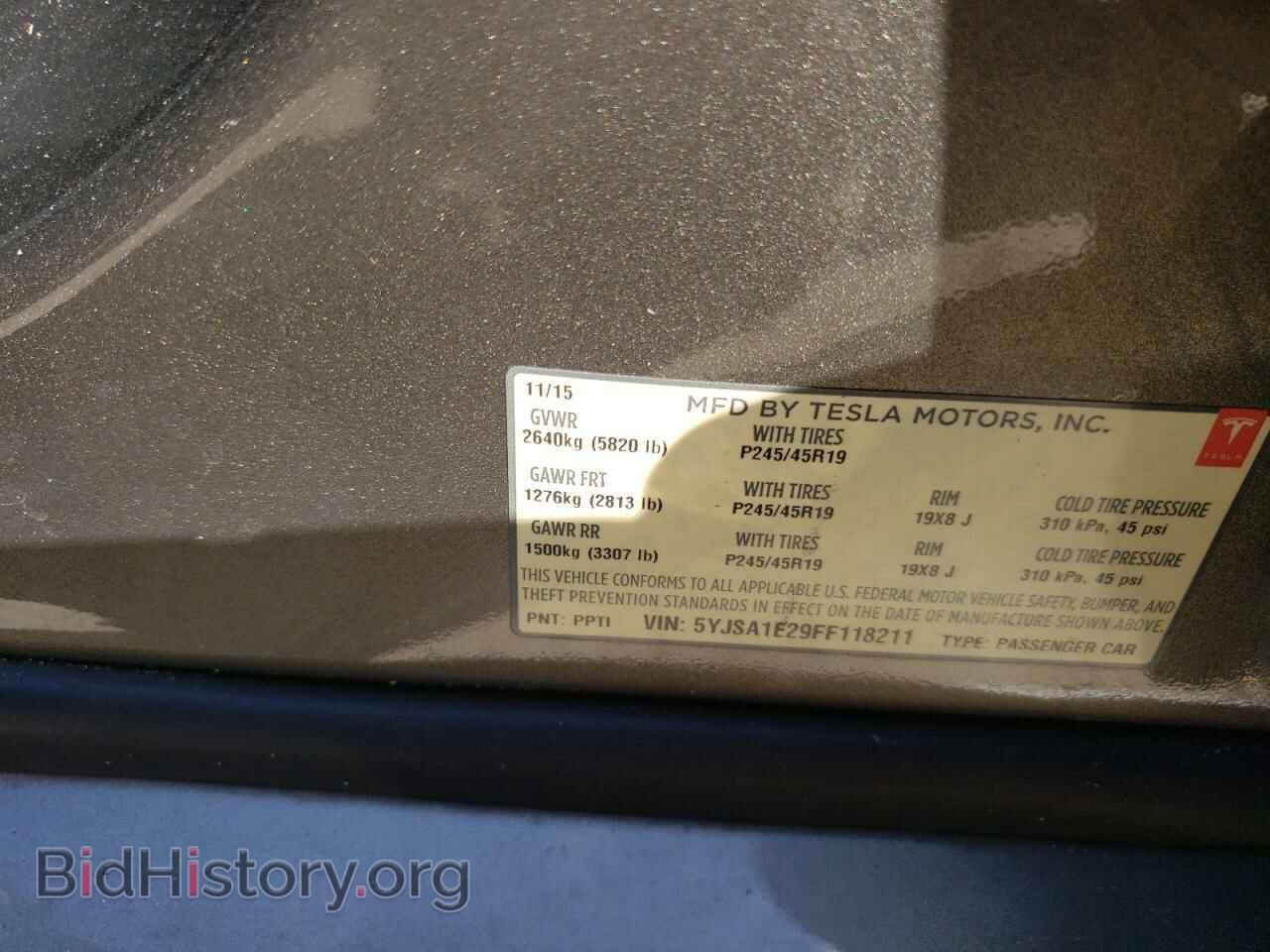 2015 TESLA MODEL S - VIN: 5YJSA1E29FF118211 - Фото 10