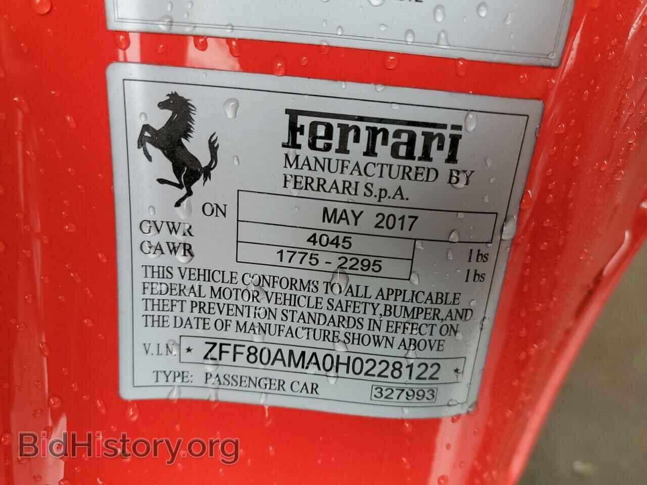 2017 FERRARI ALL MODELS - VIN: ZFF80AMA0H0228122 - Photo 10
