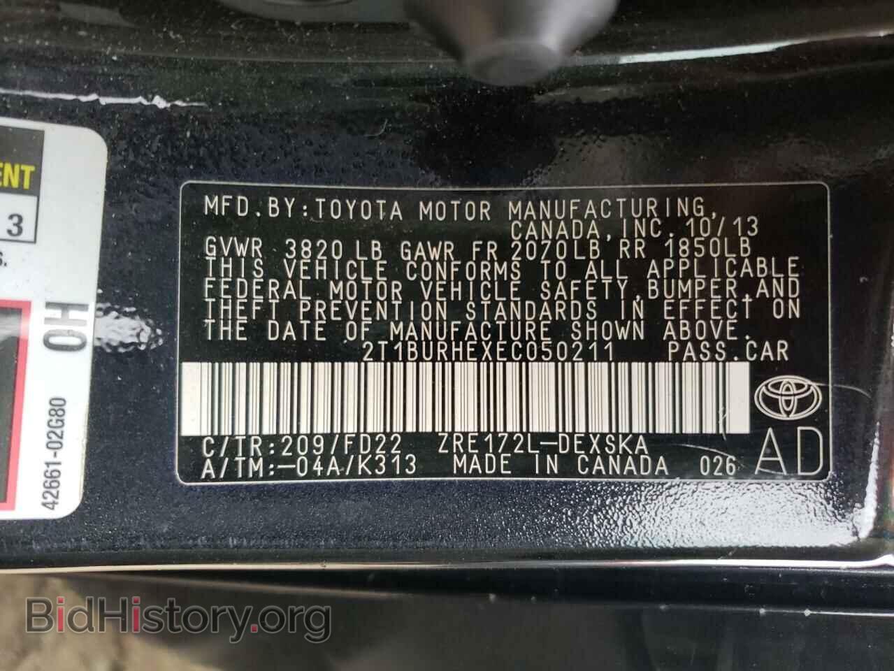 2014 TOYOTA COROLLA - VIN: 2T1BURHEXEC050211 - Фото 10
