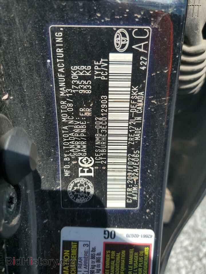 2014 TOYOTA COROLLA - VIN: 2T1BURHE3EC012903 - Фото 13