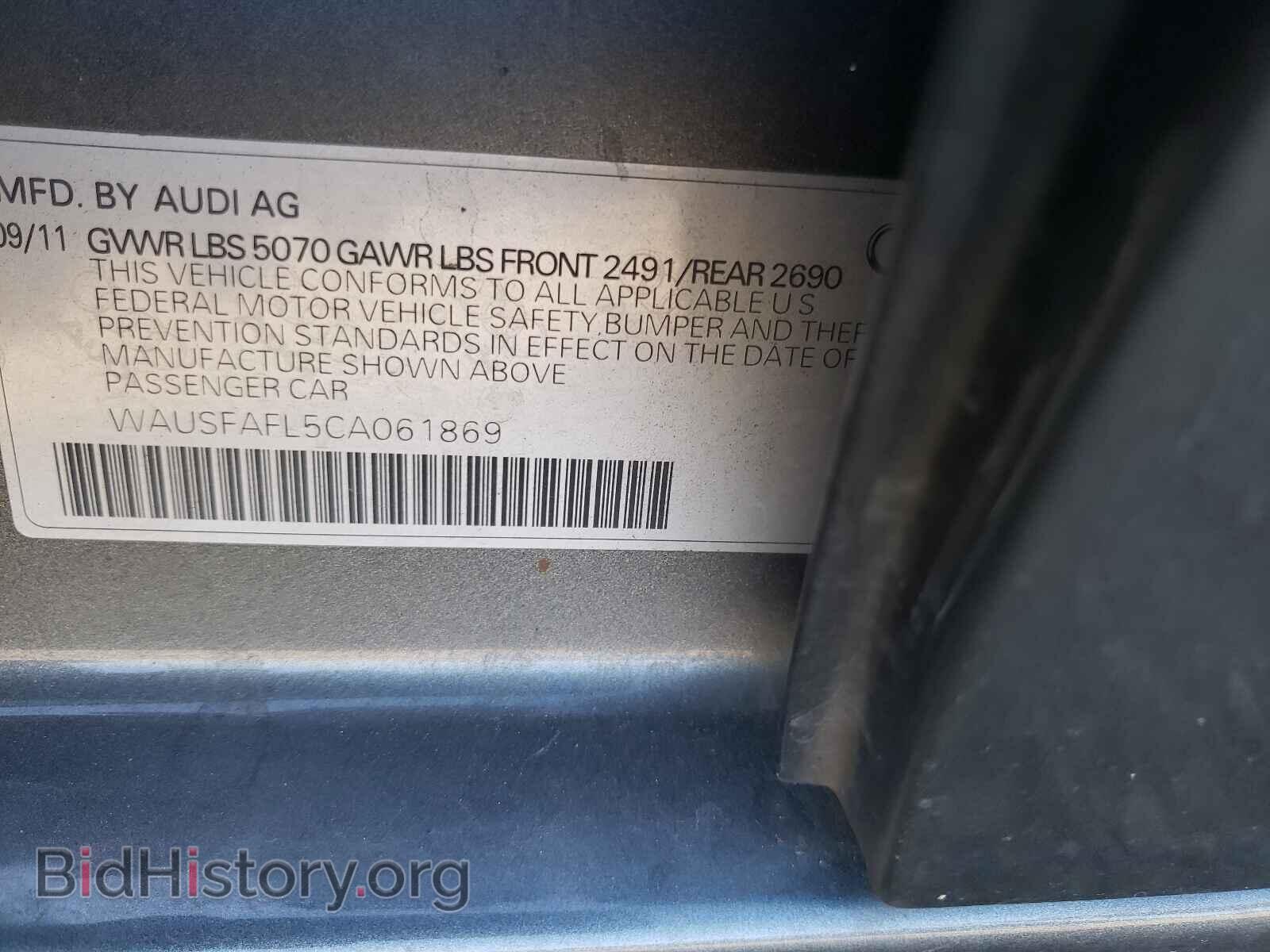 2012 AUDI A4 - VIN: WAUSFAFL5CA061869 - Фото 10