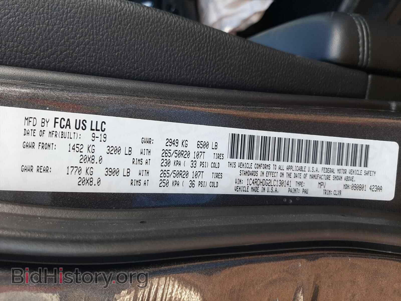 2020 DODGE DURANGO - VIN: 1C4RDHDG2LC130141 - Photo 10