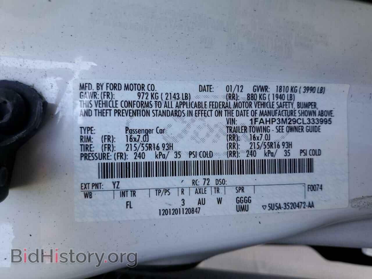 2012 FORD FOCUS - VIN: 1FAHP3M29CL333995 - Фото 10
