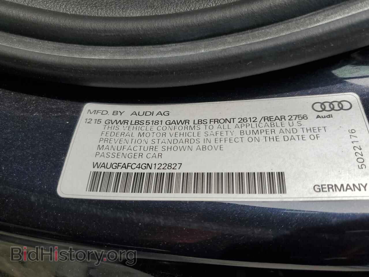 2016 AUDI A6 - VIN: WAUGFAFC4GN122827 - Фото 12