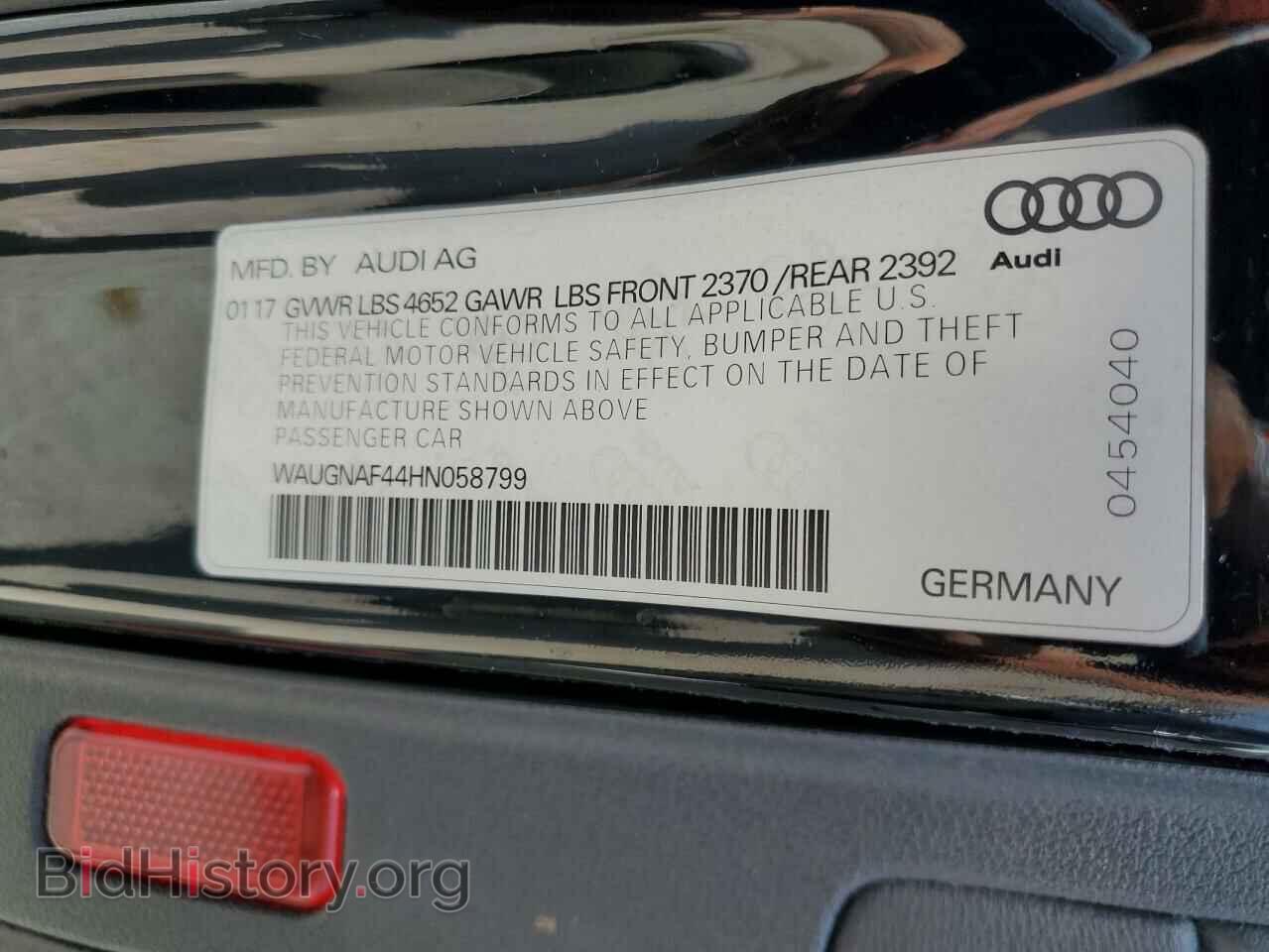 2017 AUDI A4 - VIN: WAUGNAF44HN058799 - Photo 13