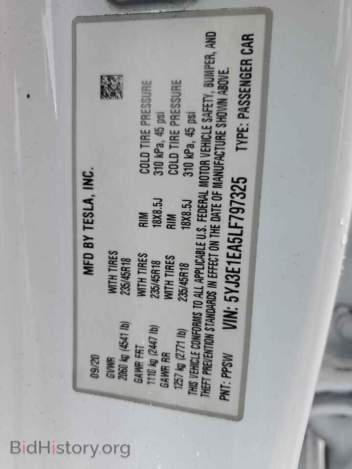 2020 TESLA MODEL 3 - VIN: 5YJ3E1EA5LF797325 - Фото 12