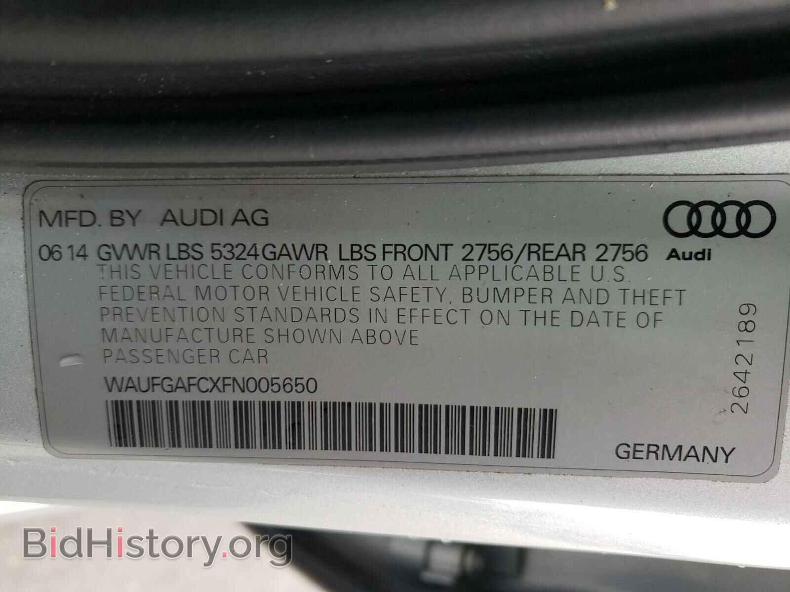 2015 AUDI A6 - VIN: WAUFGAFCXFN005650 - Фото 10