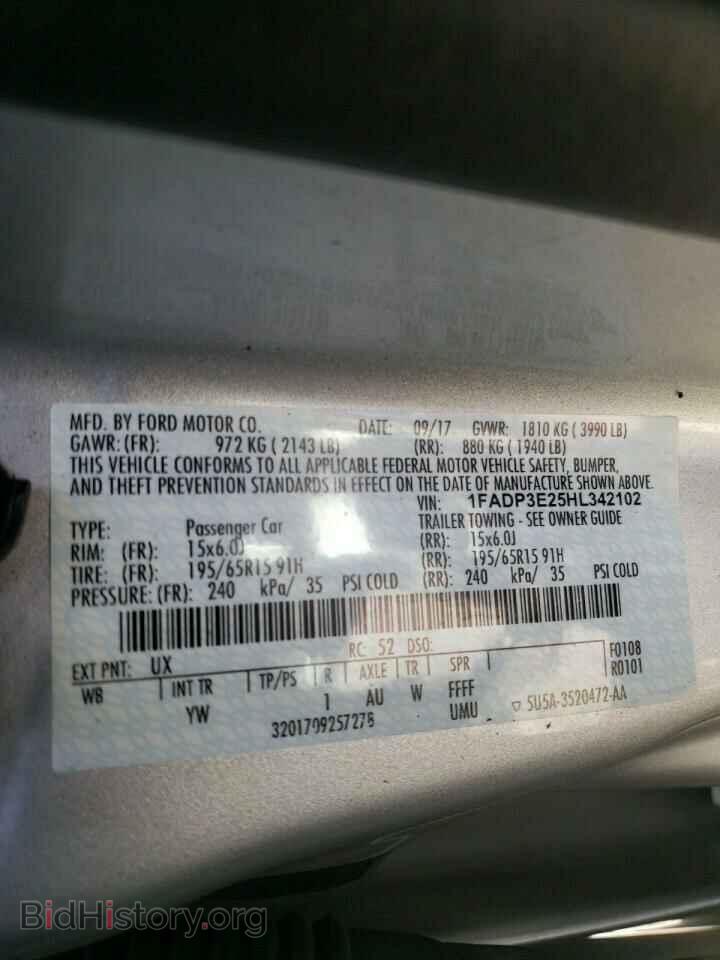 2017 FORD FOCUS - VIN: 1FADP3E25HL342102 - Фото 10