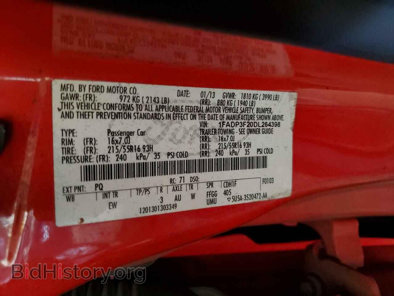 2013 FORD FOCUS - VIN: 1FADP3F20DL264398 - Фото 10