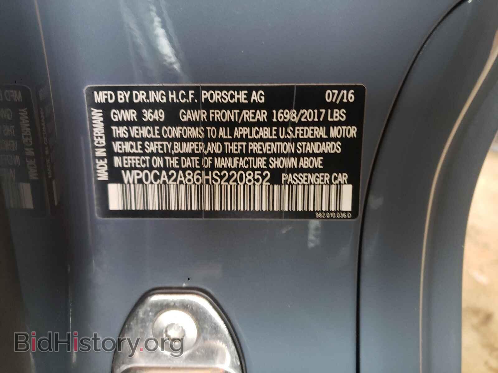2017 PORSCHE BOXSTER - VIN: WP0CA2A86HS220852 - Photo 10