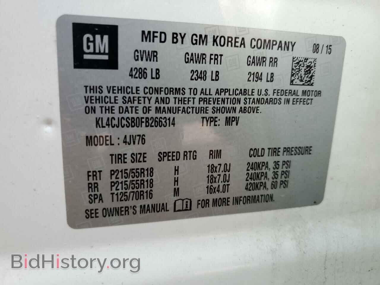 2015 BUICK ENCORE - VIN: KL4CJCSB0FB266314 - Photo 10