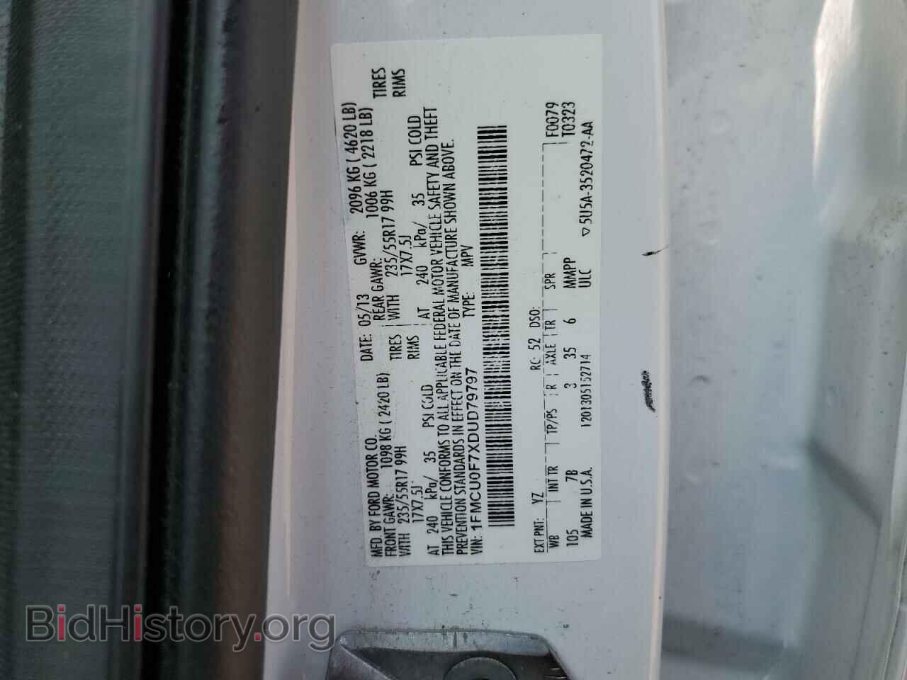 2013 FORD ESCAPE - VIN: 1FMCU0F7XDUD79797 - Фото 12