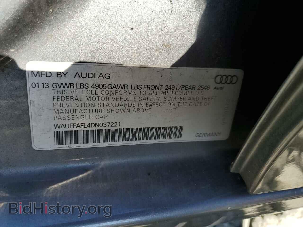 2013 AUDI A4 - VIN: WAUFFAFL4DN037221 - Фото 10