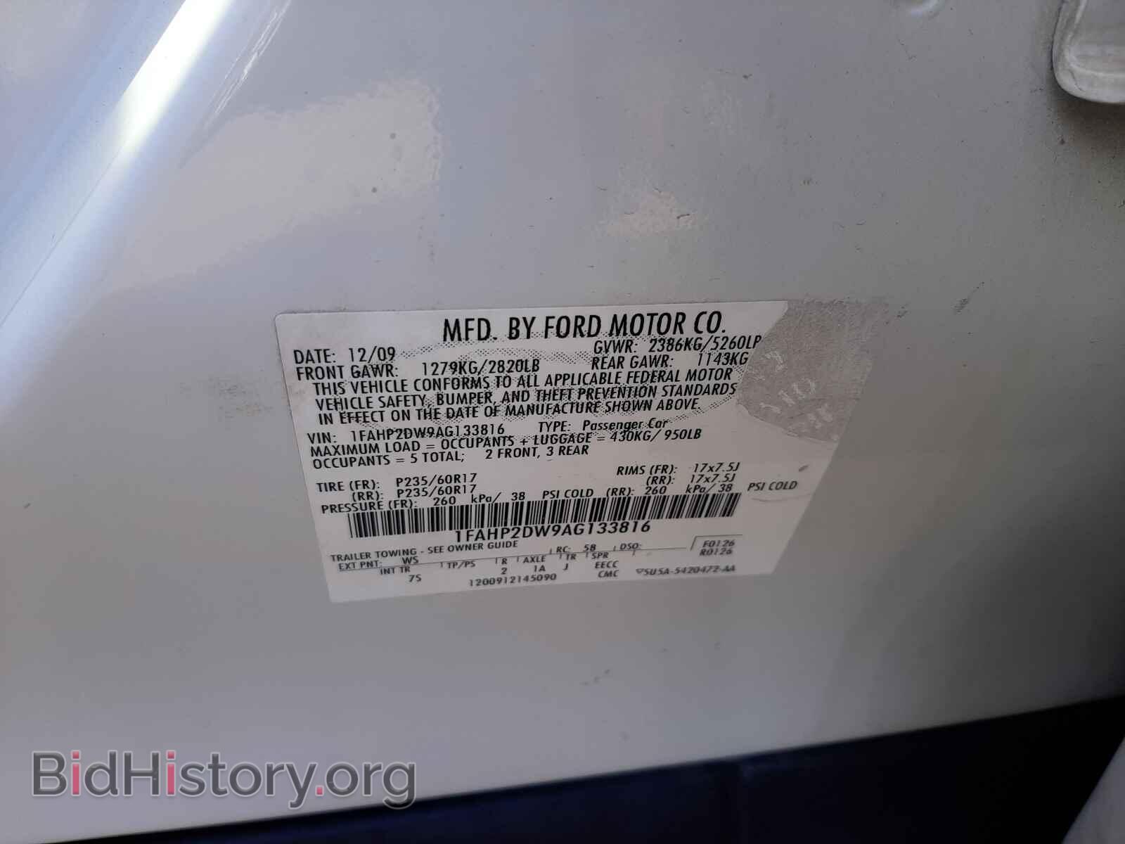 2010 FORD TAURUS - VIN: 1FAHP2DW9AG133816 - Фото 10