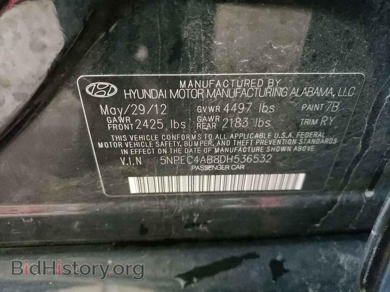 2013 HYUNDAI SONATA - VIN: 5NPEC4AB8DH536532 - Фото 12