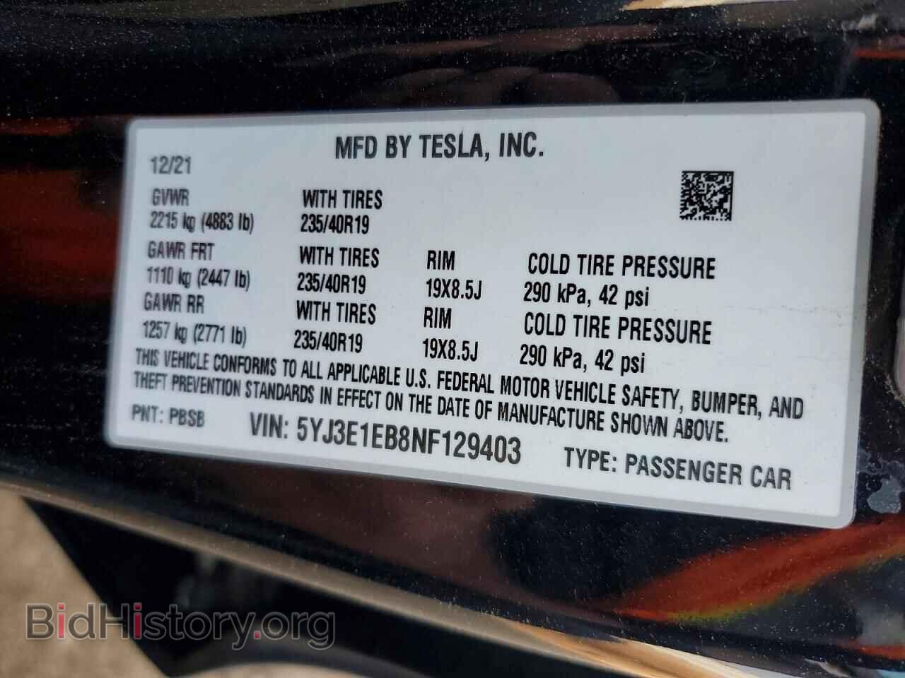 2022 TESLA MODEL 3 - VIN: 5YJ3E1EB8NF129403 - Фото 12