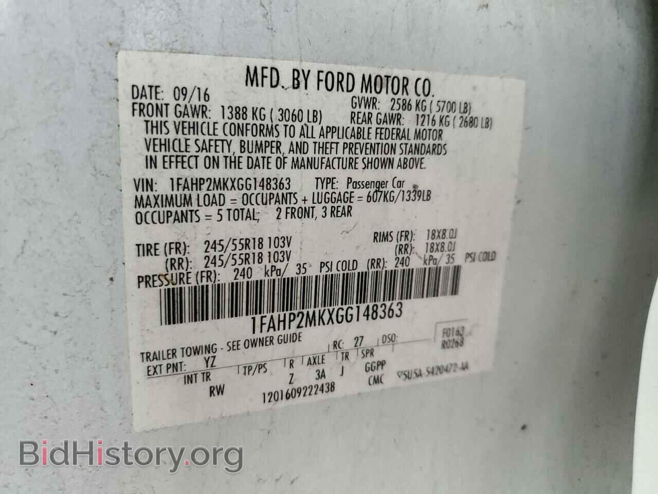 2016 FORD TAURUS - VIN: 1FAHP2MKXGG148363 - Фото 12
