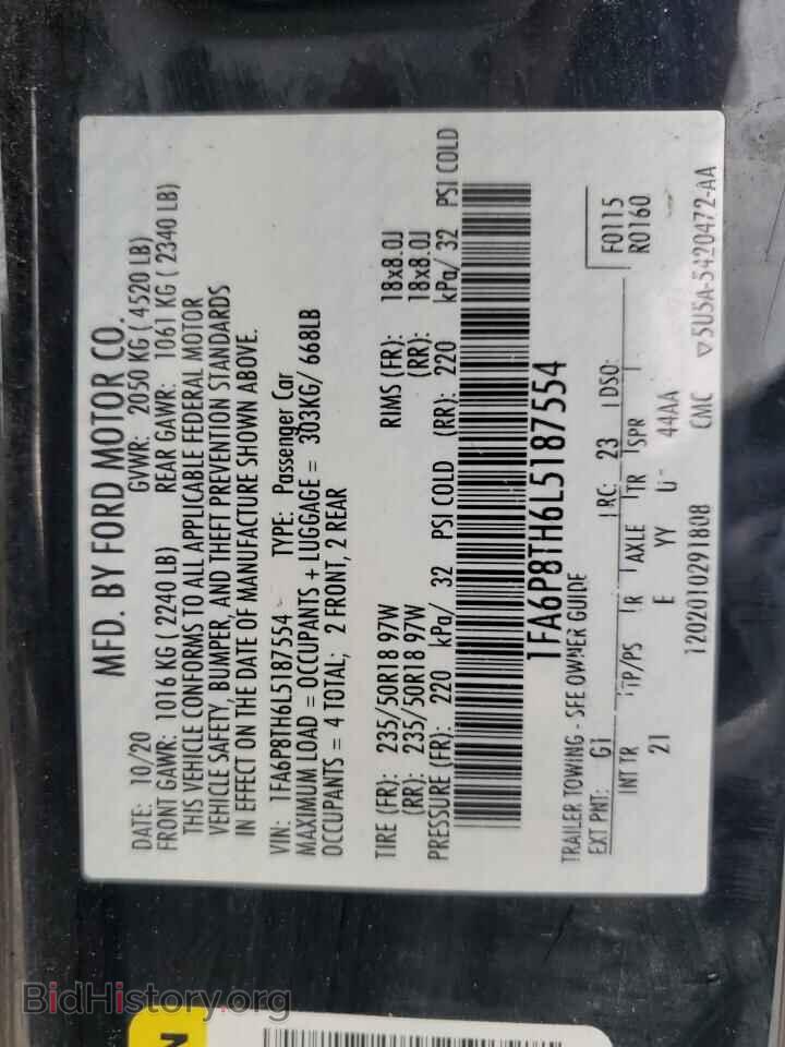 2020 FORD ALL Models - VIN: 1FA6P8TH6L5187554 - Photo 12