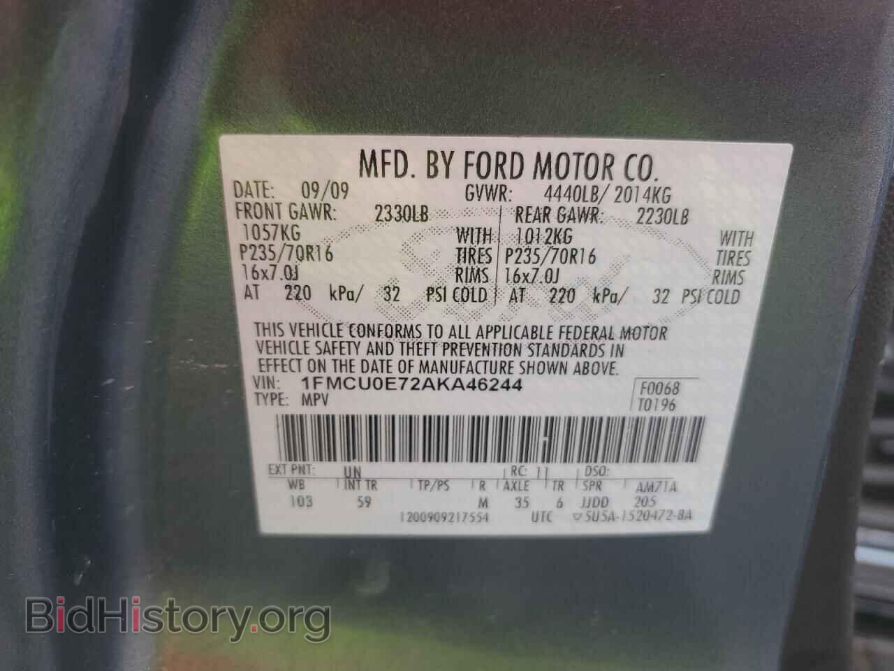 2010 FORD ESCAPE - VIN: 1FMCU0E72AKA46244 - Фото 13