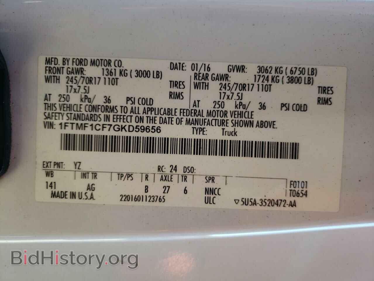 2016 FORD F150 - VIN: 1FTMF1CF7GKD59656 - Фото 10