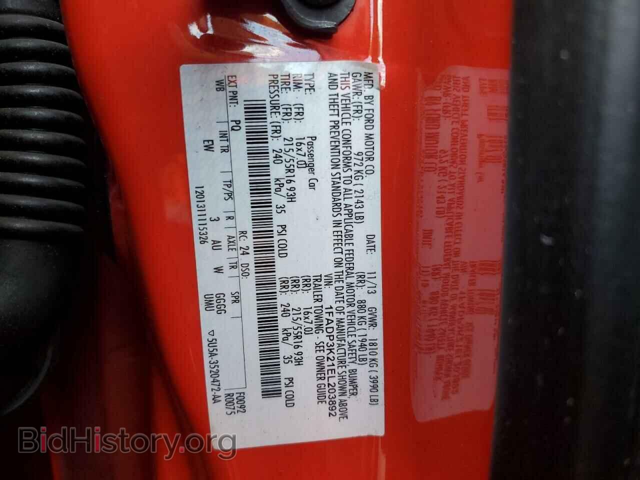 2014 FORD FOCUS - VIN: 1FADP3K21EL203892 - Фото 10