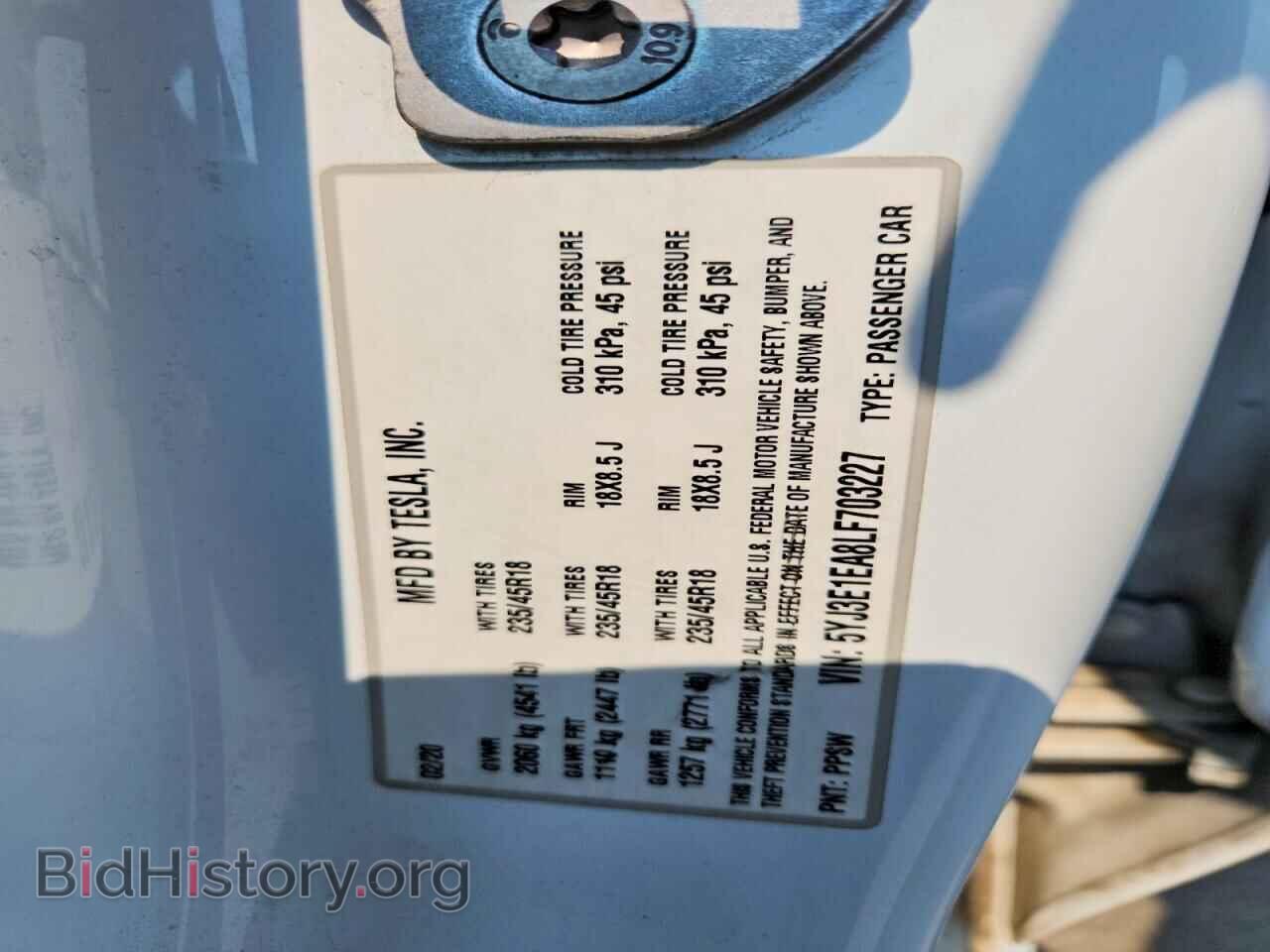 2020 TESLA MODEL 3 - VIN: 5YJ3E1EA8LF703227 - Photo 12
