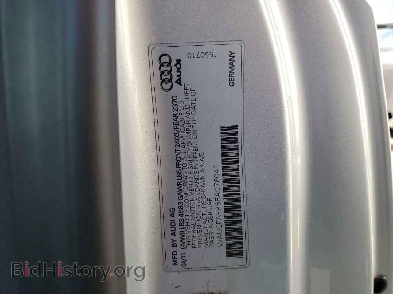 2011 AUDI A5 - VIN: WAUCFAFR5BA076041 - Фото 10