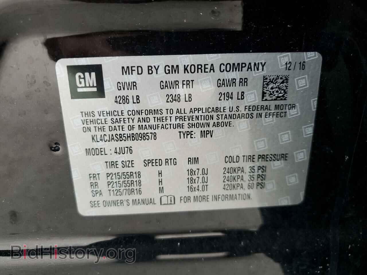 2017 BUICK ENCORE - VIN: KL4CJASB5HB098578 - Фото 10
