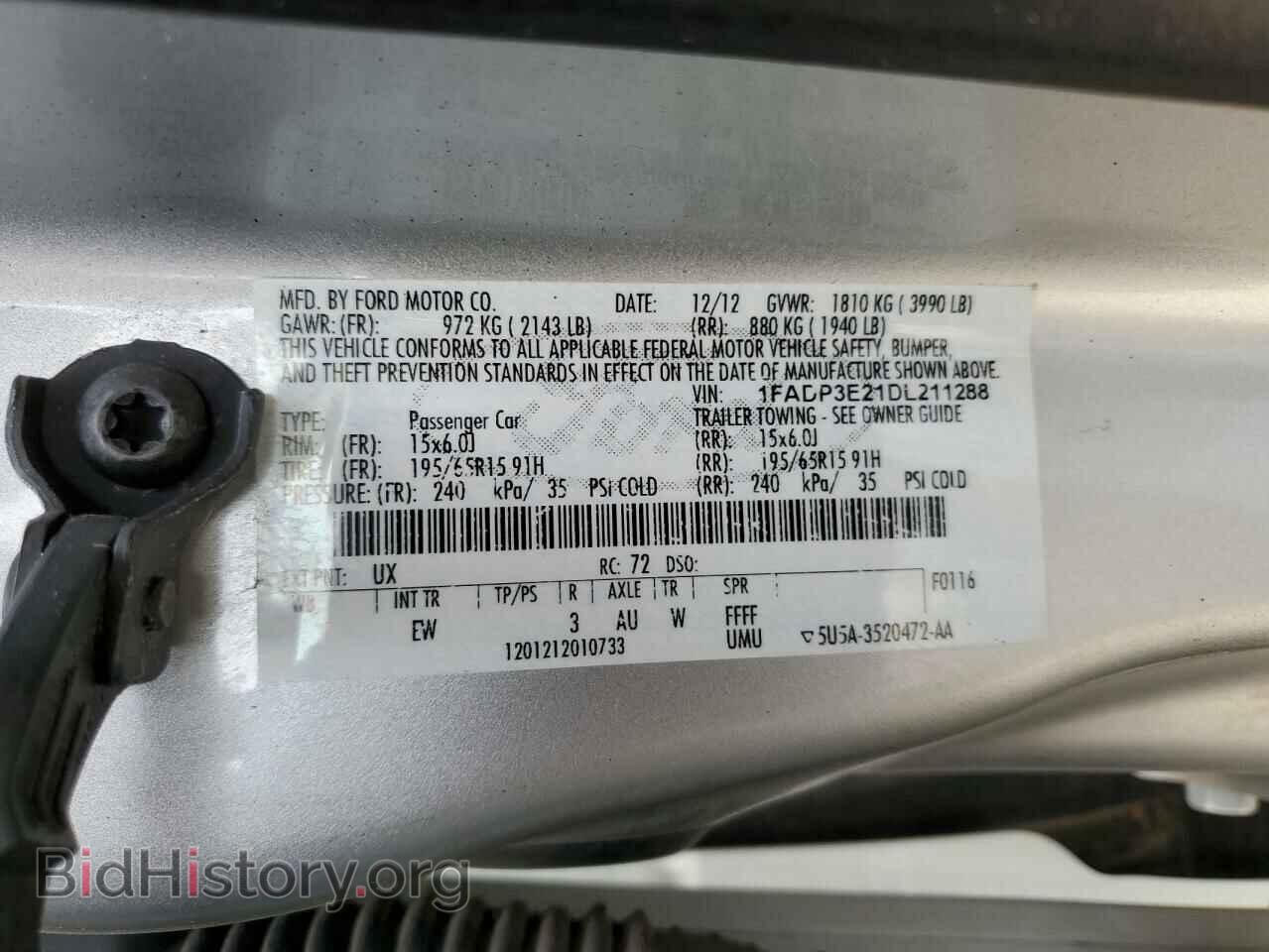 2013 FORD FOCUS - VIN: 1FADP3E21DL211288 - Фото 10