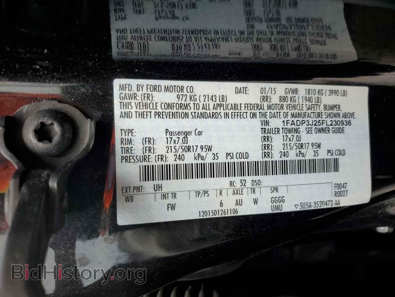 2015 FORD FOCUS - VIN: 1FADP3J25FL230936 - Фото 12