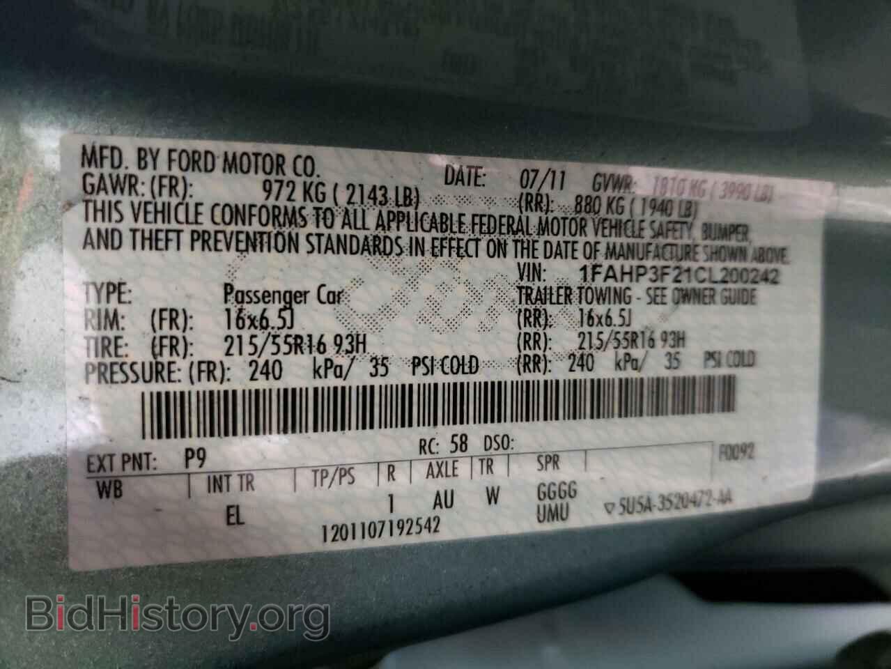 2012 FORD FOCUS - VIN: 1FAHP3F21CL200242 - Photo 10