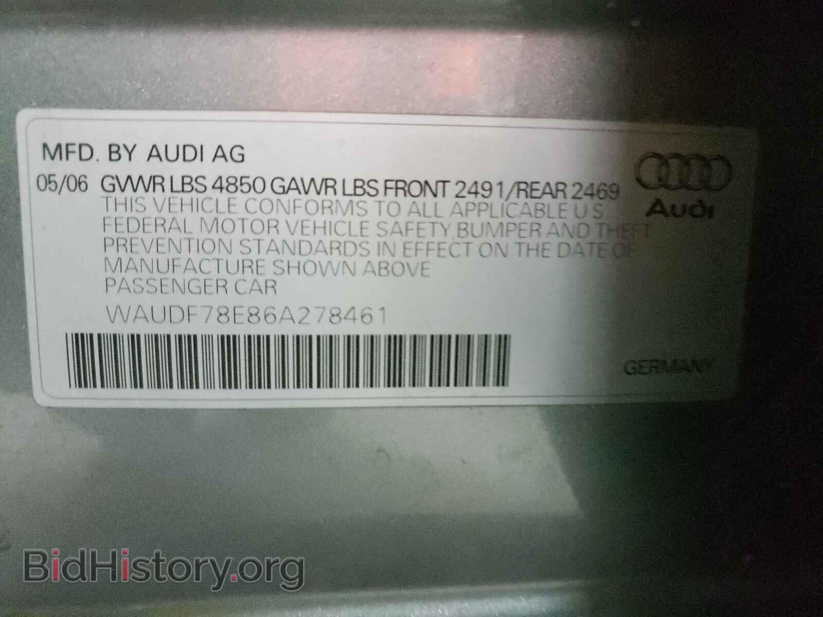 2006 AUDI A4 - VIN: WAUDF78E86A278461 - Фото 10