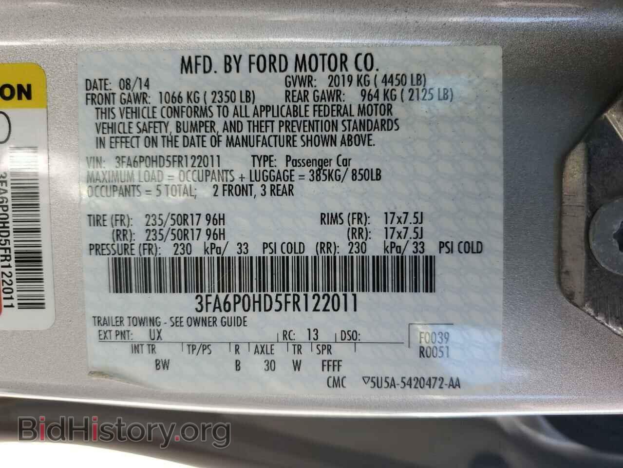 2015 FORD FUSION - VIN: 3FA6P0HD5FR122011 - Photo 12
