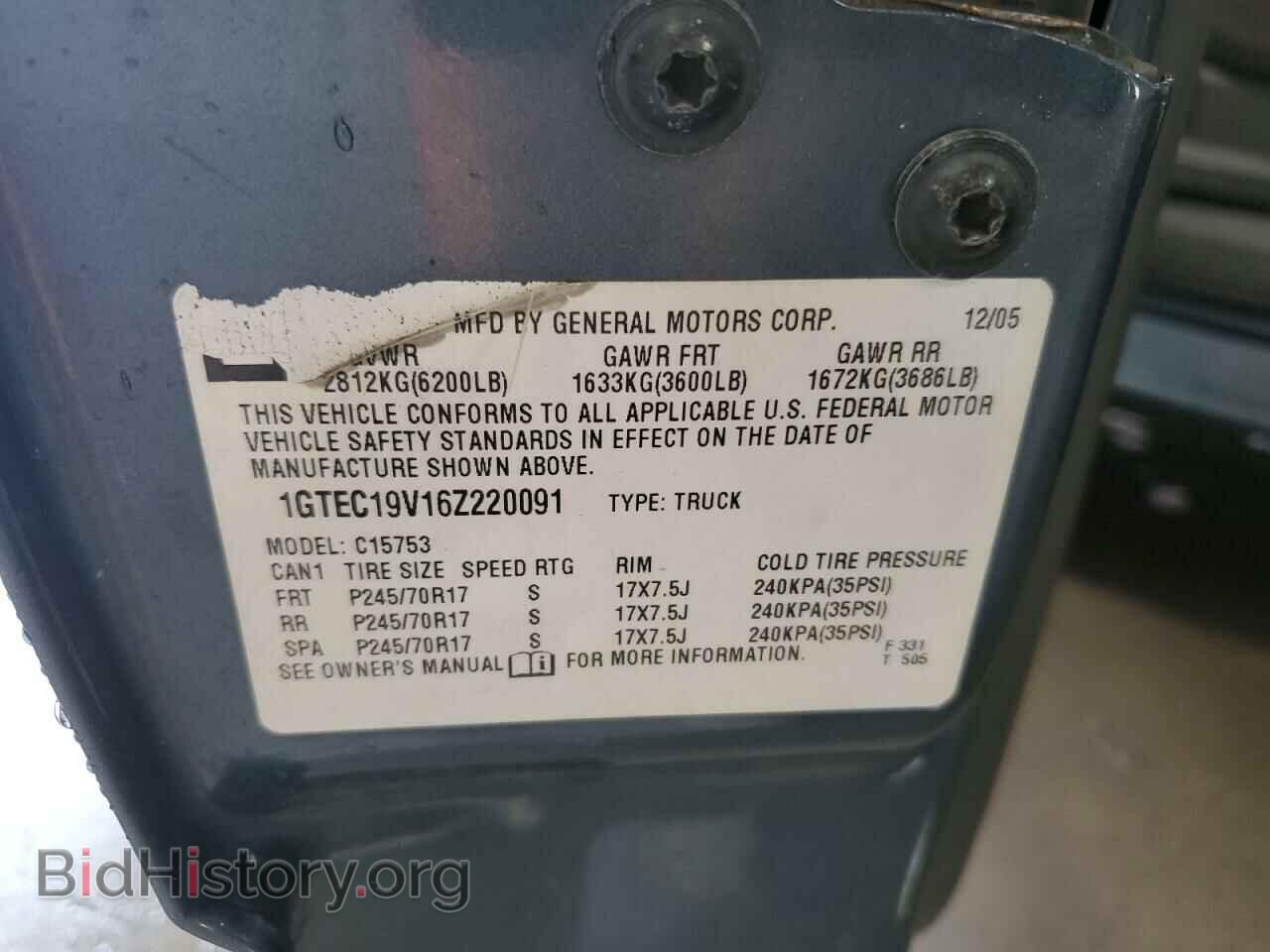2006 GMC SIERRA - VIN: 1GTEC19V16Z220091 - Фото 12