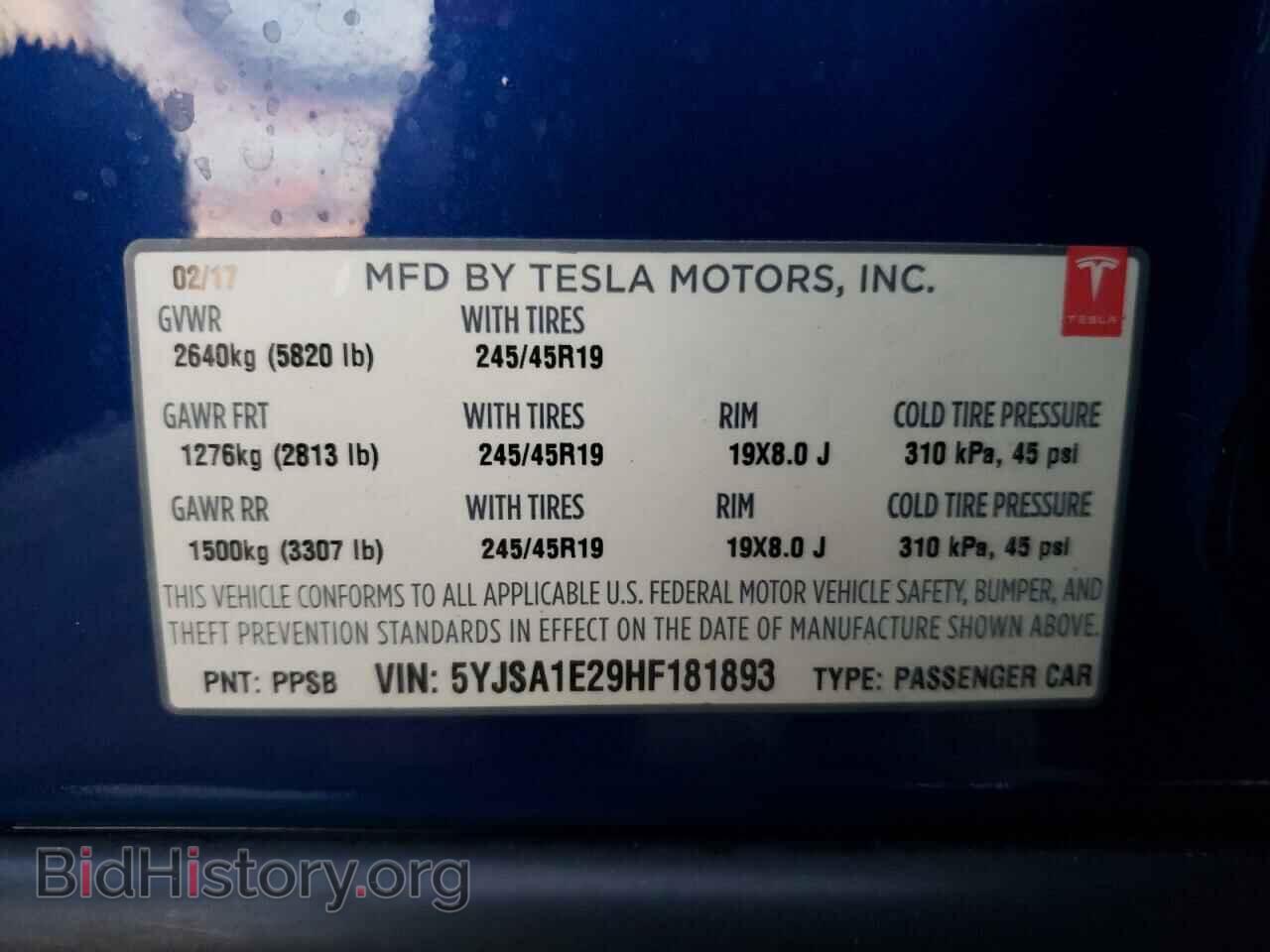 2017 TESLA MODEL S - VIN: 5YJSA1E29HF181893 - Photo 10