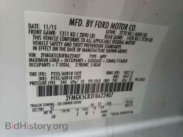 2015 FORD FLEX - VIN: 2FMGK5C83FBA22407 - Photo 10