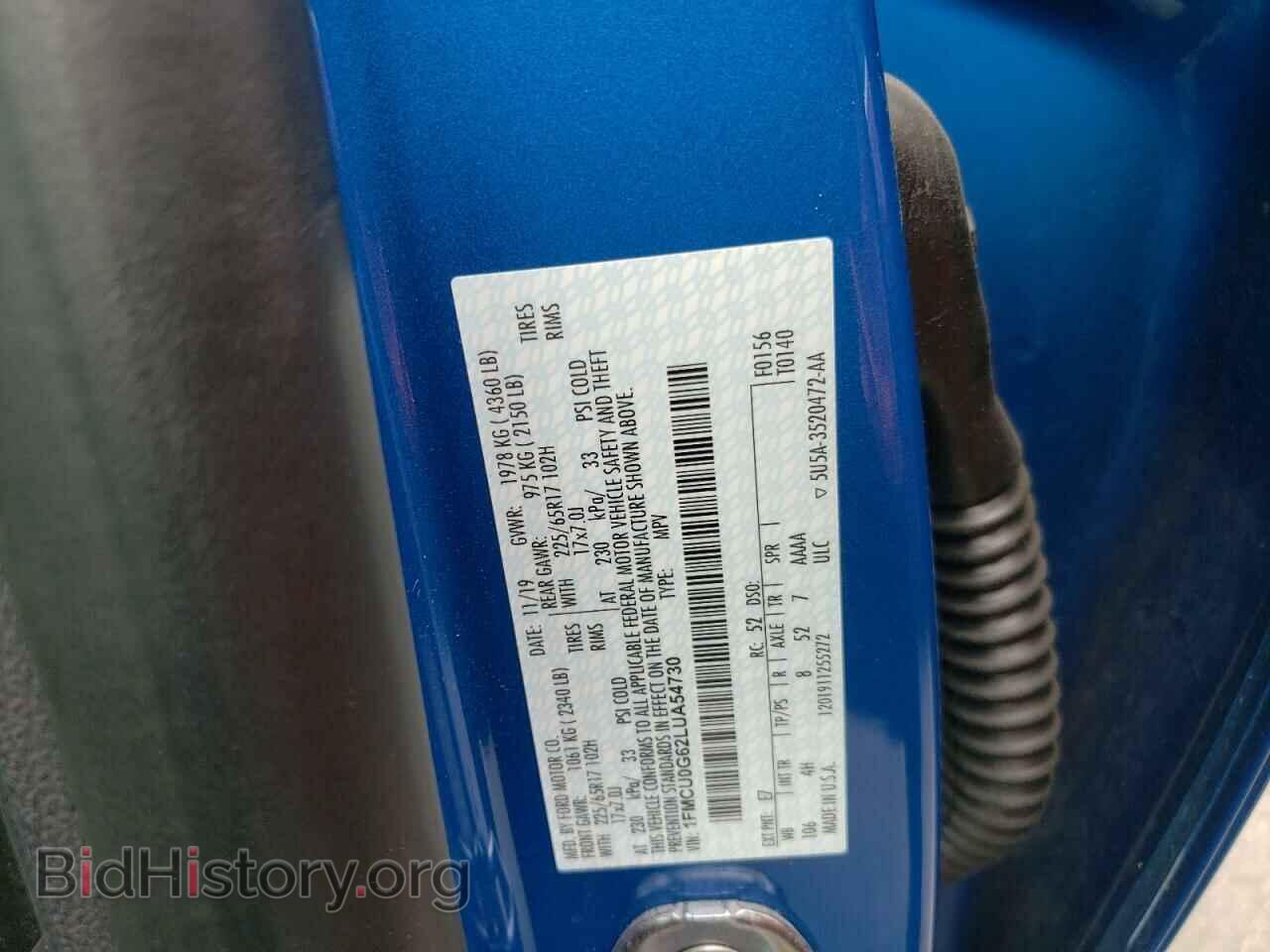 2020 FORD ESCAPE - VIN: 1FMCU0G62LUA54730 - Photo 10