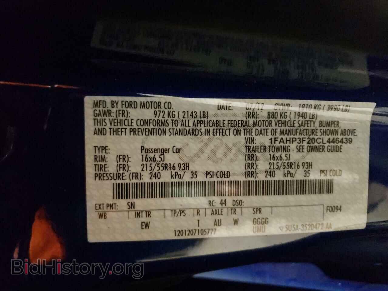 2012 FORD FOCUS - VIN: 1FAHP3F20CL446439 - Фото 10