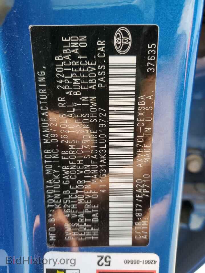 2020 TOYOTA CAMRY - VIN: 4T1G31AK3LU019727 - Фото 12