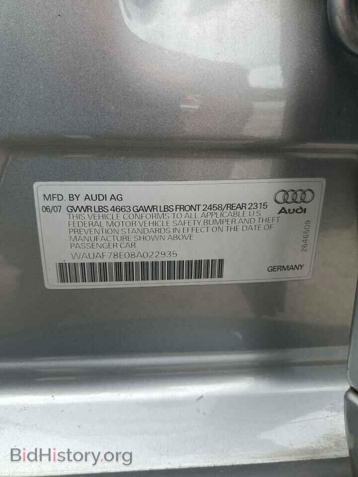 2008 AUDI A4 - VIN: WAUAF78E08A022935 - Фото 13