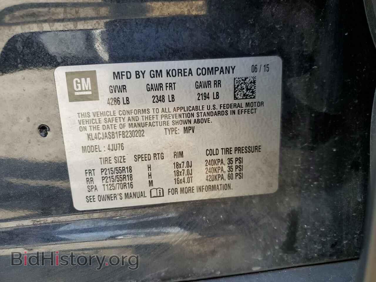 2015 BUICK ENCORE - VIN: KL4CJASB1FB230202 - Photo 14
