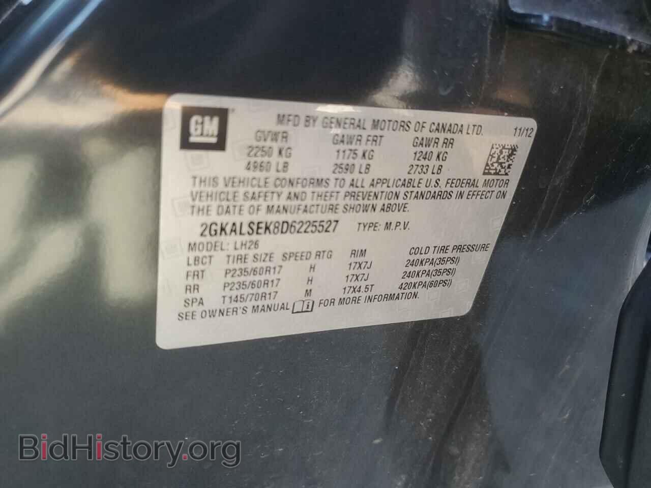 2013 GMC TERRAIN - VIN: 2GKALSEK8D6225527 - Photo 12