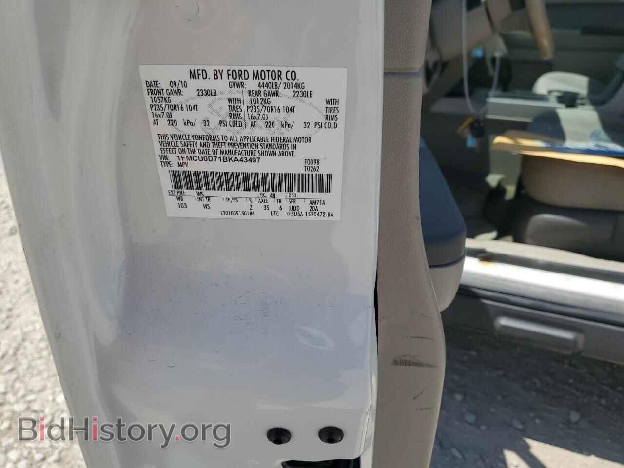 2011 FORD ESCAPE - VIN: 1FMCU0D71BKA43497 - Фото 12