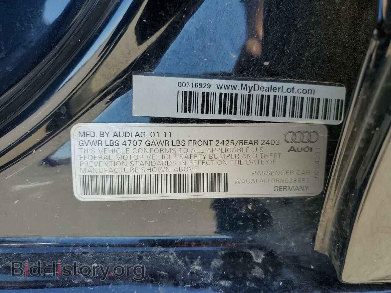 2011 AUDI A4 - VIN: WAUAFAFL0BN038891 - Фото 10