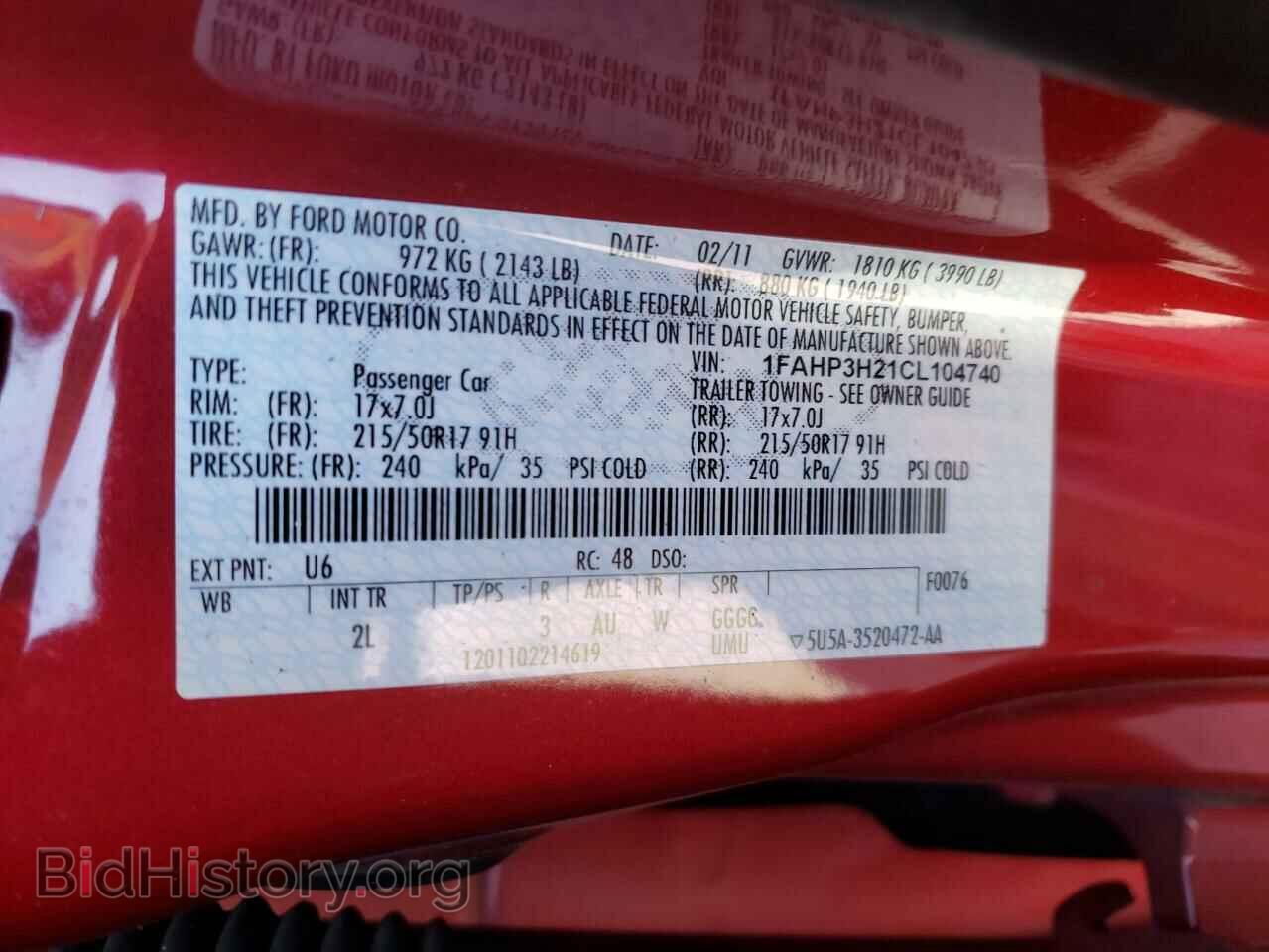 2012 FORD FOCUS - VIN: 1FAHP3H21CL104740 - Фото 10