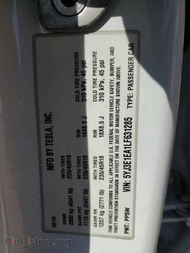 2020 TESLA MODEL 3 - VIN: 5YJ3E1EA1LF631285 - Photo 13