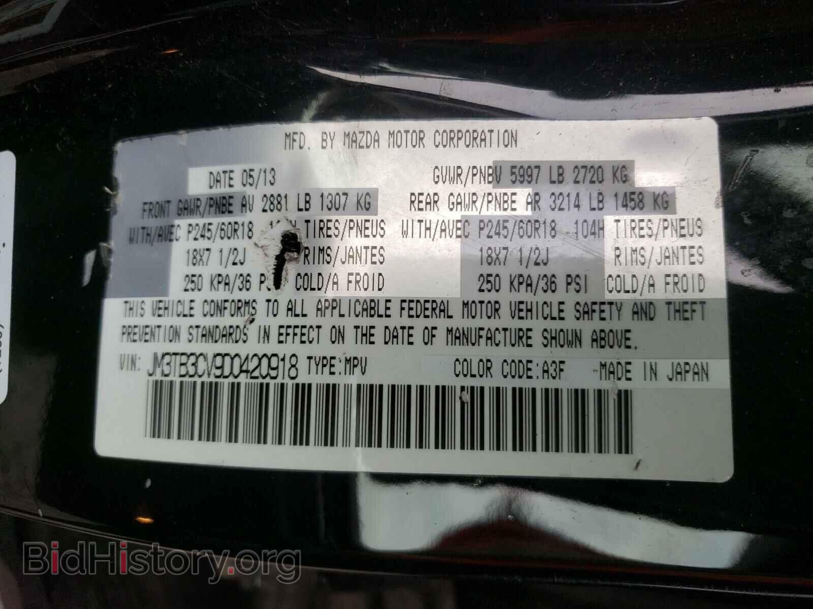 2012 MAZDA CX-9 - VIN: JM3TB3CV9D0420918 - Фото 10