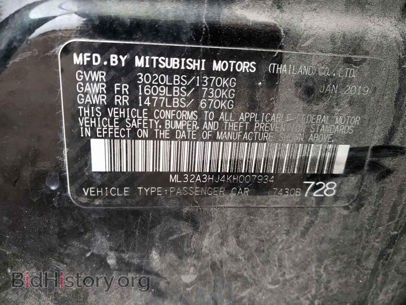 2019 MITSUBISHI MIRAGE - VIN: ML32A3HJ4KH007934 - Фото 10