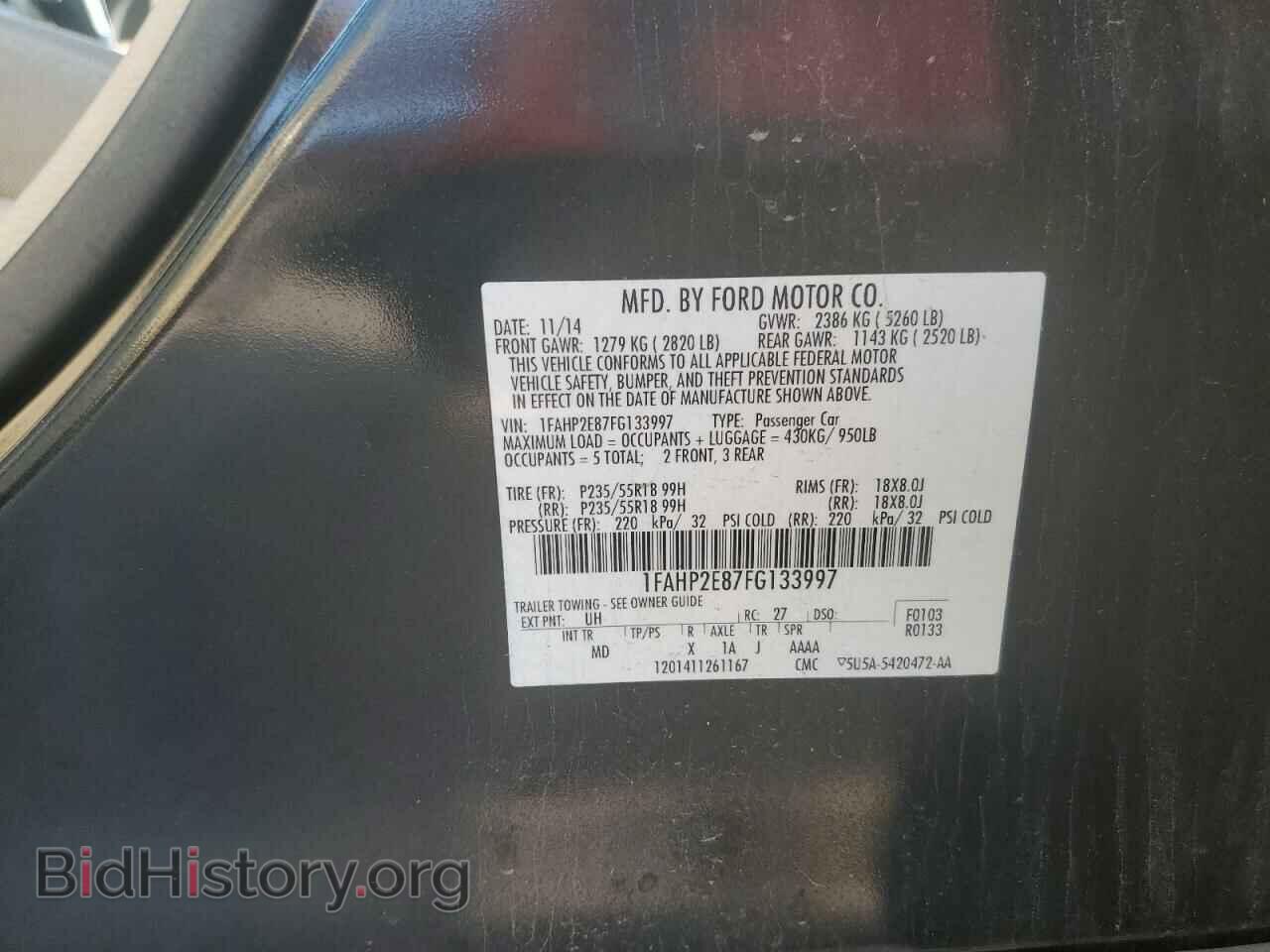 2015 FORD TAURUS - VIN: 1FAHP2E87FG133997 - Photo 12